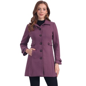 INSPIRE CHIC Women's Winter Classic Single Breasted Outwear Overcoat with Pockets - 1 of 4