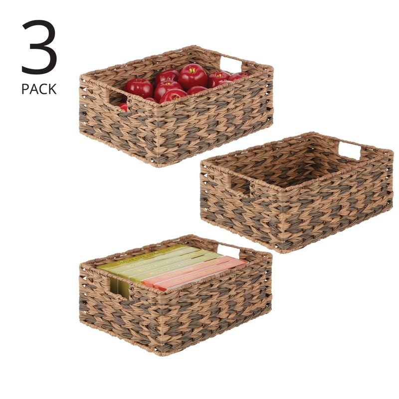 mDesign Woven Ombre Pantry Bin Basket, 3 Pack, 2 of 10