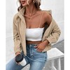 Womens Cropped Corduroy Jacket Loose Button Down Puff Sleeve Shacket Coat - 4 of 4