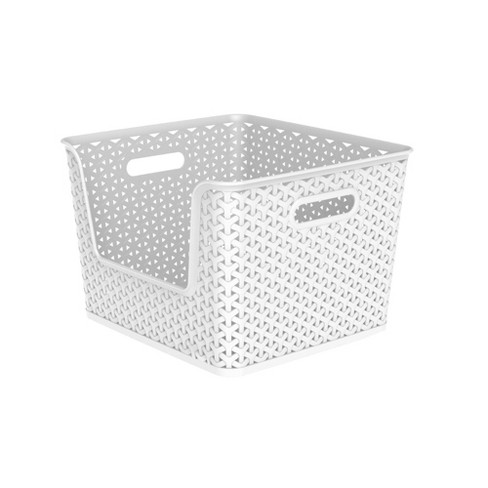 Small Decorative Plastic Bin With Cutout Handles - Brightroom™ : Target