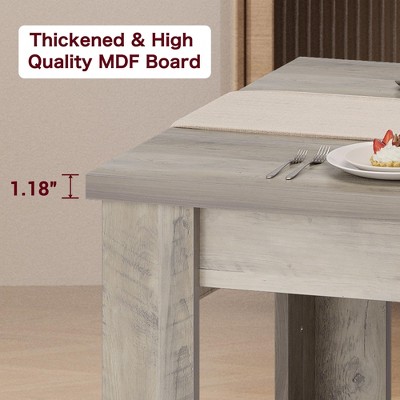 63" Gray MDF Rectangular Farmhouse Dining Table for 4-6