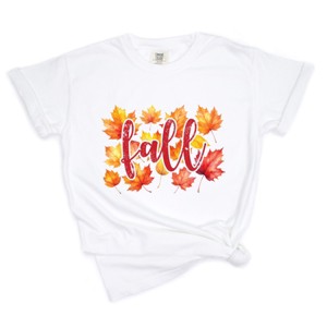 Simply Sage Market Fall Leaves Watercolor Garment Dyed Tee - 1 of 4