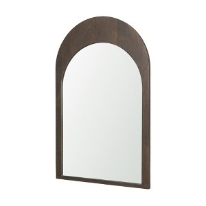 HomeRoots 36" Brown Solid Wood Arch Framed Accent Mirror - 1 of 4