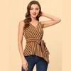 Allegra K Women's Sleeveless V Neck Tie Waist Asymmetric Hem Wrap Peplump Tops - 3 of 4