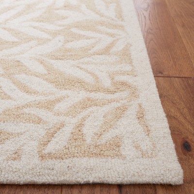 Ivory Floral Handmade Wool Tufted Square Area Rug