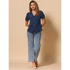 INSPIRE CHIC Women's Vintage Polka Dots Peter Pan Collar Puff Short Sleeve Shirt - 3 of 4