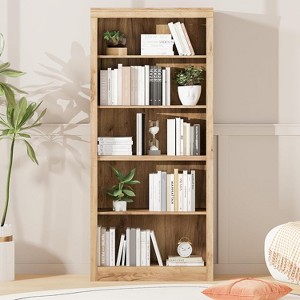 71" Tall 5-Tier Bookcase - Swedish Oak Bookshelf, Open Storage for Living Room & Office - 1 of 4