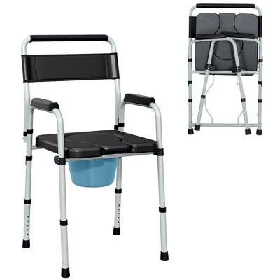 HOMCOM Bedside Commode Chair for Seniors, Adults, Handicap, Raised Toilet Seat with Arm, Adjustable Height, 300 lbs