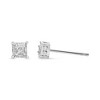 Haus of Brilliance Silver 1/4 Ctw Princess Diamond Hidden Halo Solitaire Stud Earrings - 3 of 4