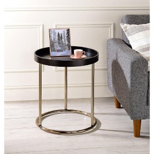 NicBex Round End Table with Clear Glass Table Top Small Side Table in Black Metal for Indoor Outdoor - 1 of 4