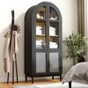 MAYEERTY 71 Tall Arched Storage Cabinet Glass Doors Solid Wood Legs Black - 2 of 4