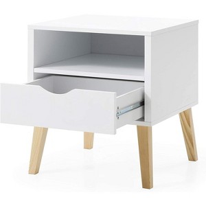 Mid-Century Modern Jeff Night Stand, End Table Bed Room Accent Side Table, White - 1 of 4