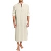 Men's Kaftan Robe Long Sleeve Thobe Button Down Henley Casual Side Split Gown Shirt - 2 of 4