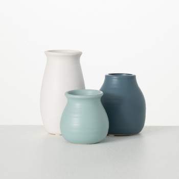 Sullivans Sky-Colored Vase Set of 3, 3.25",4.25", 5.5"H, Multicolored