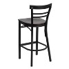 Flash Furniture Black Two-Slat Ladder Back Metal Restaurant Barstool - 3 of 4