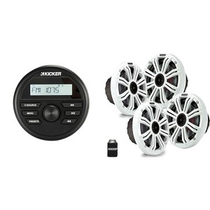Kicker Marine Radio 46KMC2 and 6.5" White Marine Speakers (QTY-4) 2 pairs of OEM replacement speakers - 1 of 4