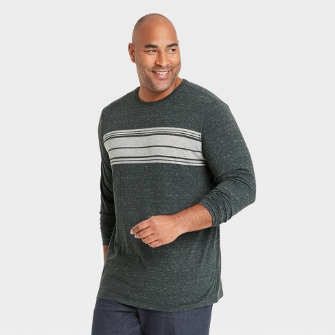 Men's Big & Tall Striped Regular Crewneck Long Sleeve T-shirt - Goodfellow & Co™ Green/athletic Stripe 4xl : Target