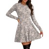 Ribbed Knit Sweater Dress for Women, Long Sleeve Crew Neck Fit and Flare A-Line Dress for Fall and Winter, Casual Office Wear - 3 of 4