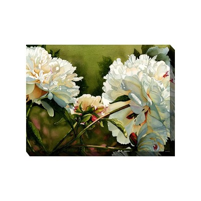Cottage Garden West of The Wind Lord and Lady Green, White, Red 40 x 30 Inch Waterproof Gallery Wrapped Canvas, Outdoor Garden, Yard, Patio All