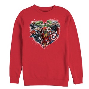 Men's Marvel Valentine's Day Avenger Heart Collage Sweatshirt - 1 of 3