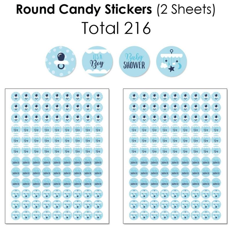 Big Dot of Happiness It's A Boy - Mini Candy Bar Wrappers, Round Candy Stickers & Circle Stickers - Blue Baby Shower Candy Favor Sticker Kit - 304 Pcs, 4 of 8