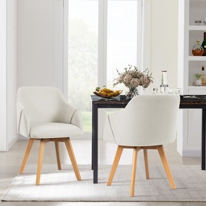Bekrvio Swivel Dining Chairs with Arm Set of 2 - Modern Linen Upholstered Accent Desk Chairs with Beechwood Legs for Kitchen,Living Room - 1 of 4