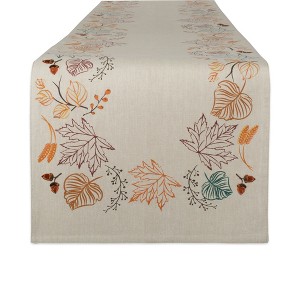 Design Imports  Reversible Autumn Table Runner, 14X108", Autumn Leaves - 1 of 4