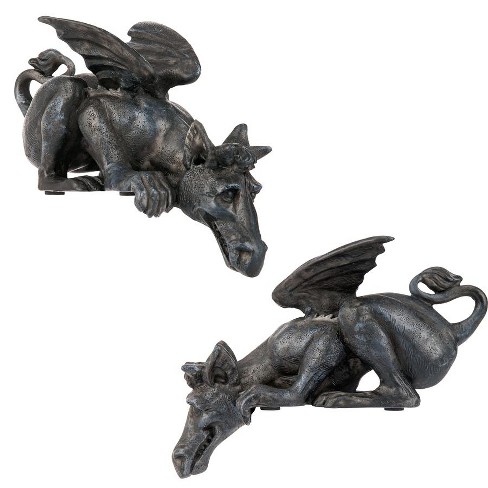 Design Toscano Whittingford the Chagrined Sitting Dragon Sculpture: Set of  Two