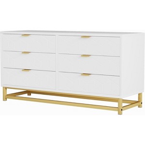 6-Drawer Dresser, Modern Wooden Bedroom Chest of Drawers With Storage Drawers, Farmhouse Style TV Stand for Living Room, Bedroom, Hallway - 1 of 4