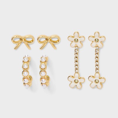 SUGARFIX by BaubleBar Girlhood Stud Earring Set 3pc - Gold