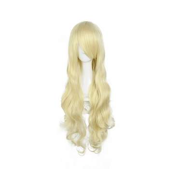 Unique Bargains Curly Women's Wigs 31" Gold Tone with Wig Cap Synthetic Fibre
