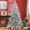 TopComfy Christmas Tree Stand 6FT Snow Flocked Hinged Artificial Tree with Flame Retardant Branches for Holiday Decor, Green, 43.3"*43.3"*70.9" - 2 of 4