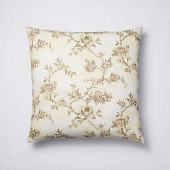 Euro Etched Neutral Floral Decorative Throw Pillow - Threshold™ designed with Studio McGee