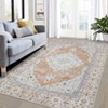 Washable Floral Medallion Living Room Bedroom Rugs, Chenille Non Slip Throw Carpet for Dining Room, Stain Resistant Floor Cover - 3 of 4