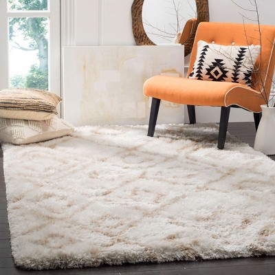 Ivory and Beige 8' x 10' Hand-Tufted Shag Area Rug
