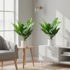 17.7" Artificial Philodendron Plant in Pot, 2 Faux Tropical Leaves with Cement Moss Base for Indoor Decor - 2 of 4