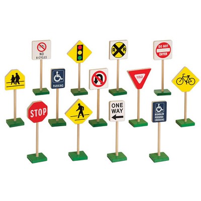 Guidecraft Miniature Traffic 7" Signs - 13 pcs