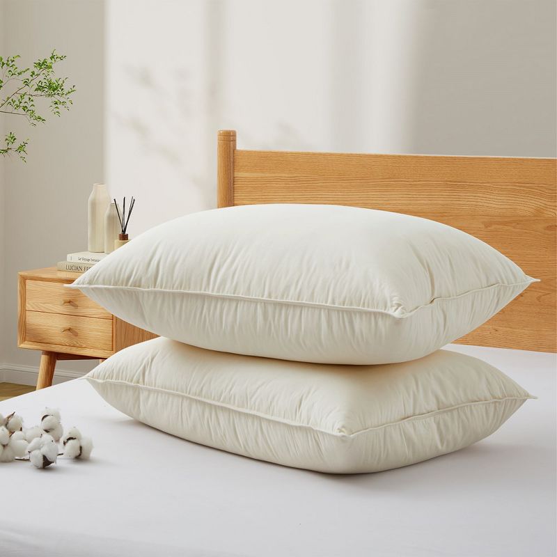 Peace Nest Organic Cotton Down Feather Pillows, Pillow-in-a-pillow Design, 1 of 7
