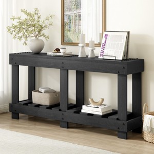 Vintage Storage Entryway Table,Console Table with Metal Rivet Decor and Under-Shelf,Rustic Living Room Wood Console Table-Cuddlewood - 1 of 4