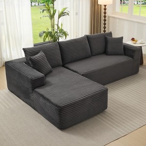 108" Cloud Sectional Couch with L-Shape Chaise, Modern Modular Sofa, No Assembly Require, Plush Corduroy, for Living Room, Bedroom - 1 of 4