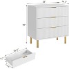3 Drawer Dresser for Bedroom, 30" Tall Modern Chest of Drawers with Gold Metal Handles & Anti-Tipping Device, Fluted Wooden Dresser Organizer - 2 of 4