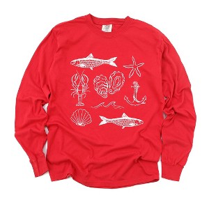 Simply Sage Market Women's Fisherman Collage Long Sleeve Garment Dyed Tee - 1 of 4