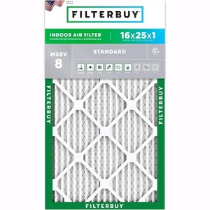 Filterbuy 16x25x1 Air Filter (1-Pack), Pleated MERV 8 Dust Defense Replacement HVAC AC Furnace Filters (Actual Size: 15.50 x 24.50 x 0.75) - 1 of 4