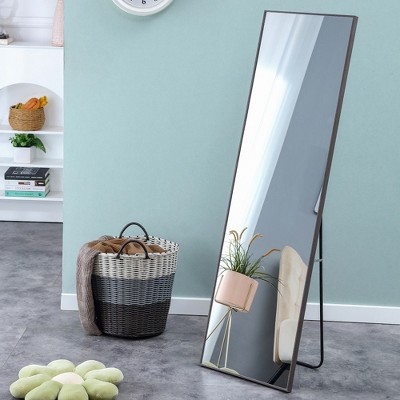 ALEXOUN Solid Wood Frame Floor Mounted Full-length Mirror,Wall Mounted，for Dressing Mirror, Bedroom Home Porch,Clothing Store.