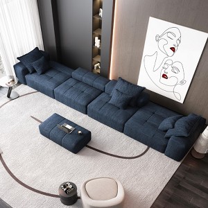 Whisen Modern Oversized Modular Sectional Sofa with 2 Ottoman, 2 Seat Sparkling Chenille Fabric and 4 Pillows, 4-Piece DIY Combination - 1 of 4