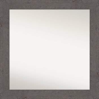 32" x 32" Non-Beveled Rustic Plank Gray Wall Mirror - Amanti Art