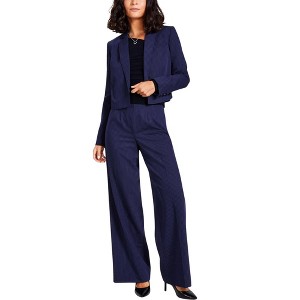 Calvin Klein Womens Cropped Stripe Open Front Blazer Jacket - 1 of 1