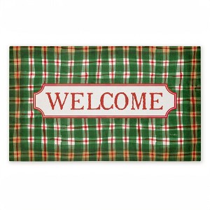 Stupell Industries Winter Plaid Cabin Welcome Printed Outdoor Door Mat, design by Tim Coffey, 18"x30" - 1 of 4