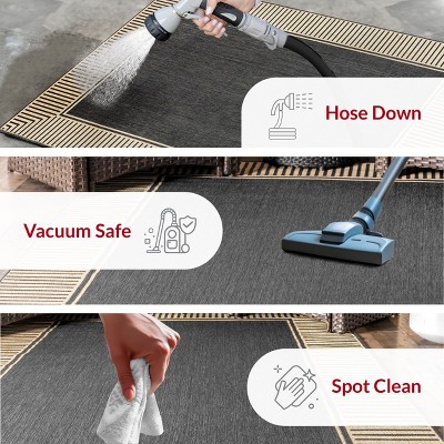 Casual Elegance Dark Gray Stripe Indoor/Outdoor 3'6" x 5' Rug