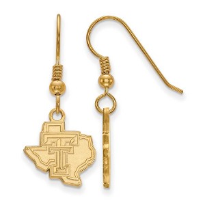 Black Bow Jewelry 14k Yellow Gold Plated Sterling Silver Texas Tech Red Raiders NCAA Dangle Earrings - 1 of 3